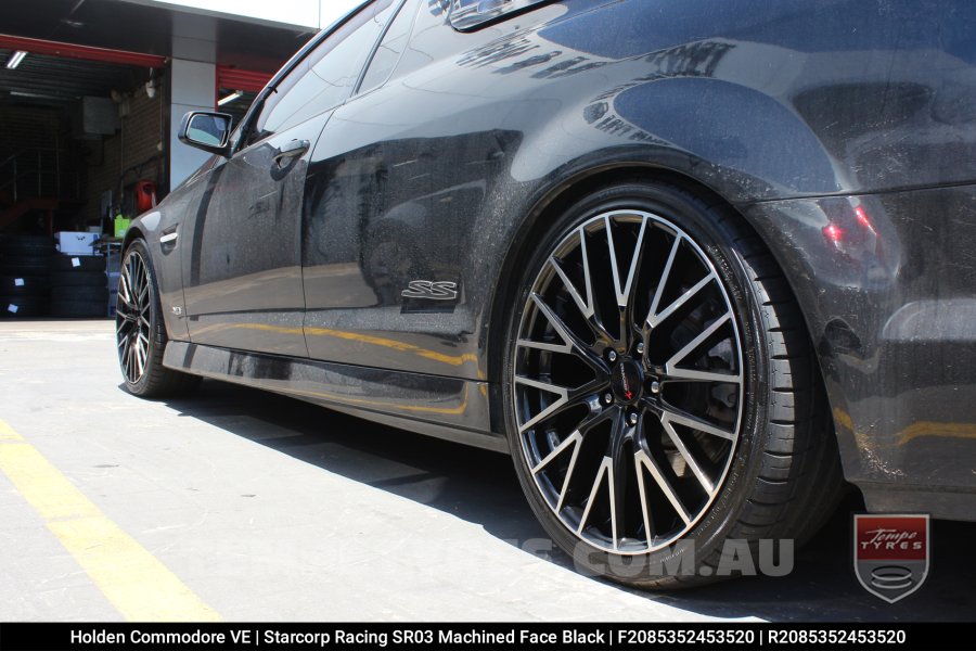 20x8.5 Starcorp Racing SR03 Machined Face Black on Holden Commodore VE