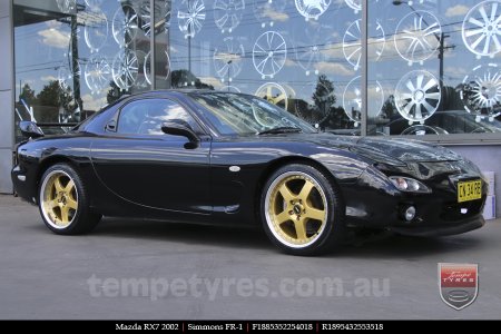 18x7.0 18x8.5 Simmons FR-1 Gold on MAZDA RX7