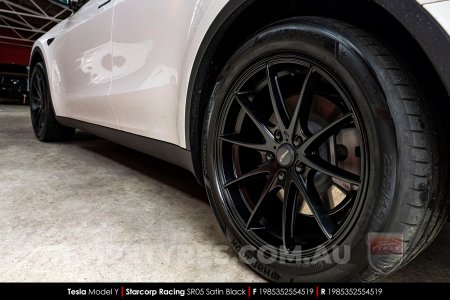 19x8.5 Starcorp Racing SR05 Satin Black on Tesla Model Y