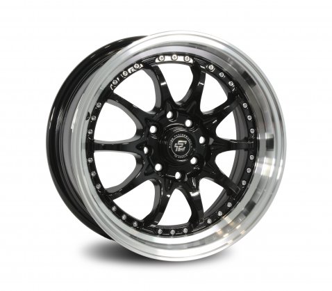 15x6.5 SC Racing 5212 Glossy Black Machined Lip 4/114.3 P38 - SC Racing Wheels
