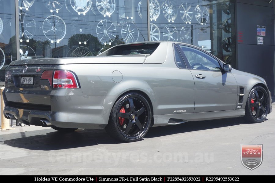 22x8.5 22x9.5 Simmons FR-1 Full Satin Black on HOLDEN COMMODORE VE