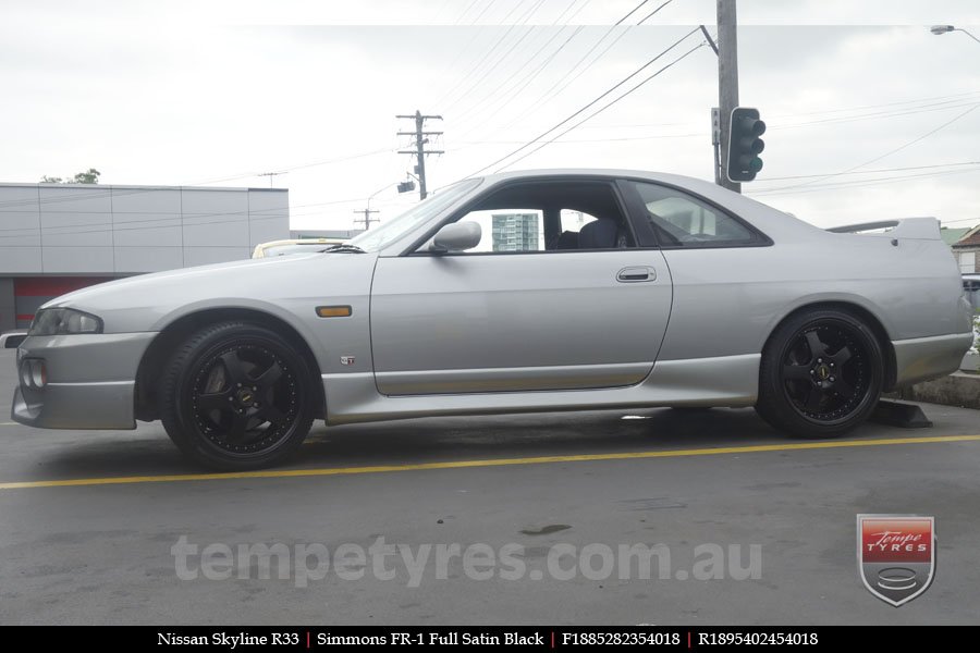 18x8.5 18x9.5 Simmons FR-1 Satin Black on NISSAN SKYLINE