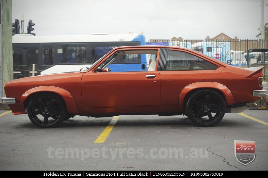 19x8.5 19x9.5 Simmons FR-1 Satin Black on HOLDEN TORANA