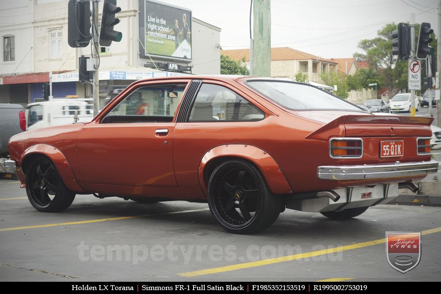 19x8.5 19x9.5 Simmons FR-1 Satin Black on HOLDEN TORANA