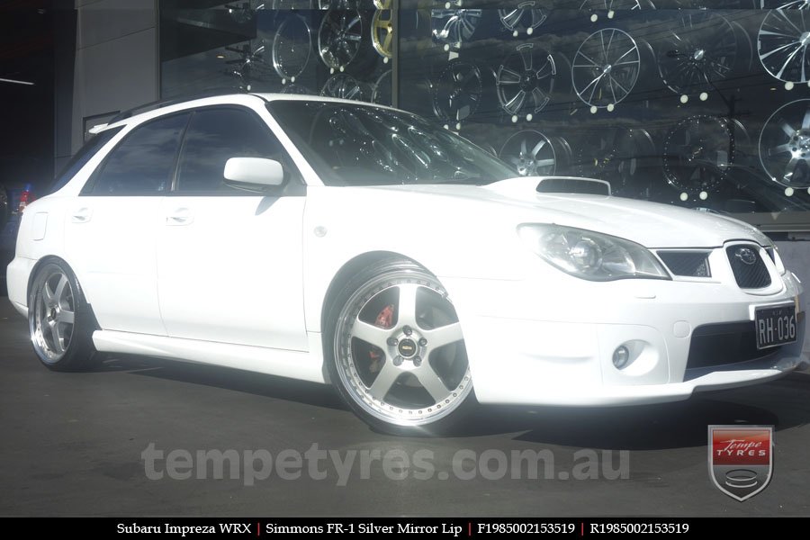 19x8.5 19x9.5 Simmons FR-1 Silver on SUBARU IMPREZA