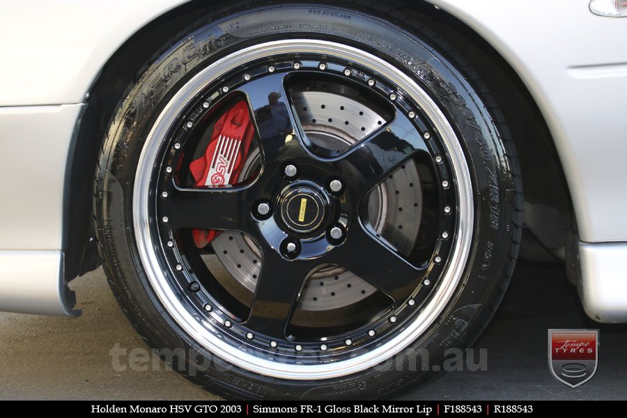 18x8.5 18x9.5 Simmons FR-1 Gloss Black on HOLDEN MONARO 