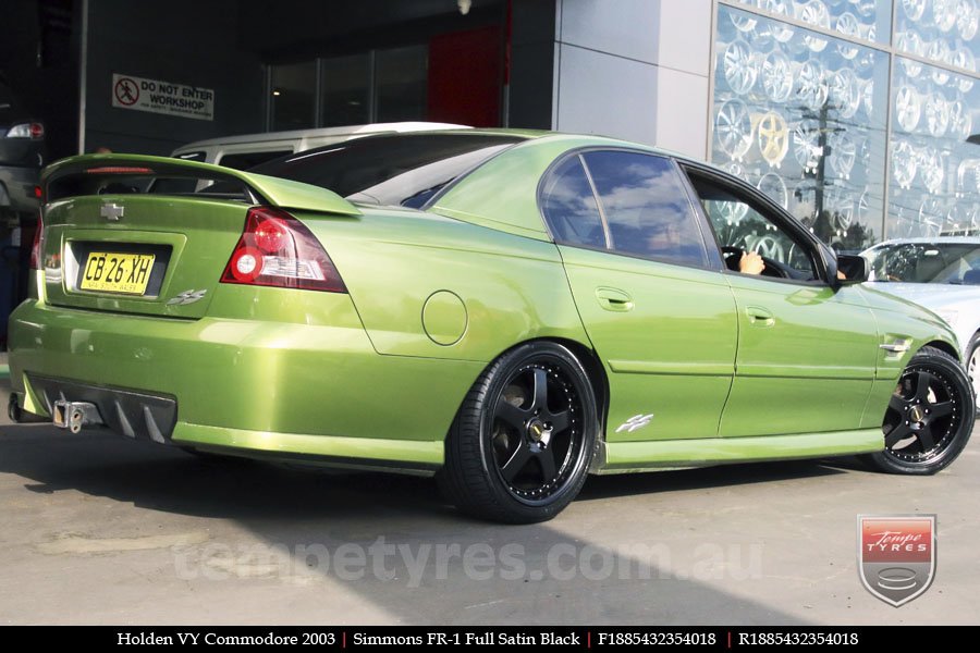 18x8.5 18x9.5 Simmons FR-1 Satin Black on HOLDEN COMMODORE VY