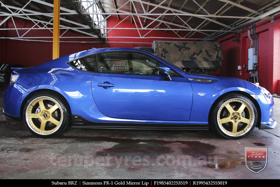 19x8.5 19x9.5 Simmons FR-1 Gold on SUBARU BRZ