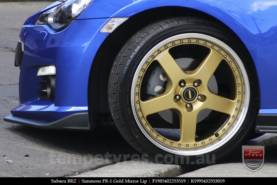 19x8.5 19x9.5 Simmons FR-1 Gold on SUBARU BRZ