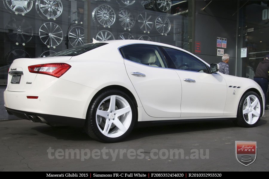 20x8.5 20x10 Simmons FR-C Full White NCT on MASERATI GHIBLI