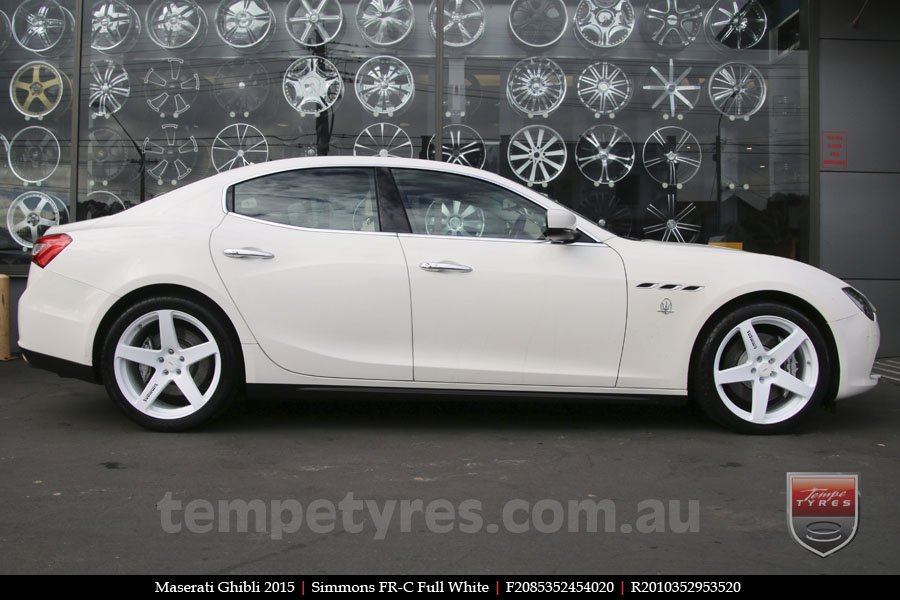 20x8.5 20x10 Simmons FR-C Full White NCT on MASERATI GHIBLI