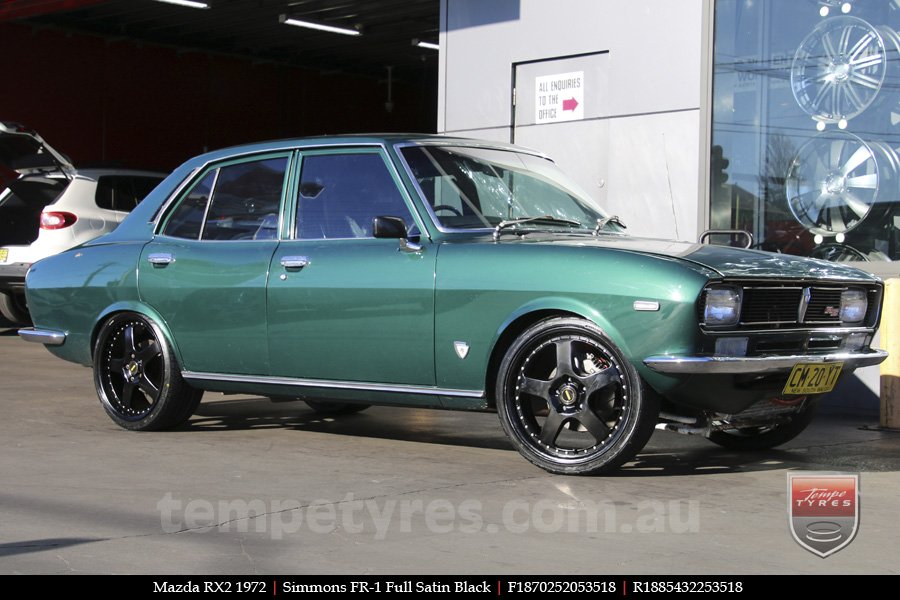 18x7.0 18x8.5 Simmons FR-1 Satin Black on MAZDA RX2