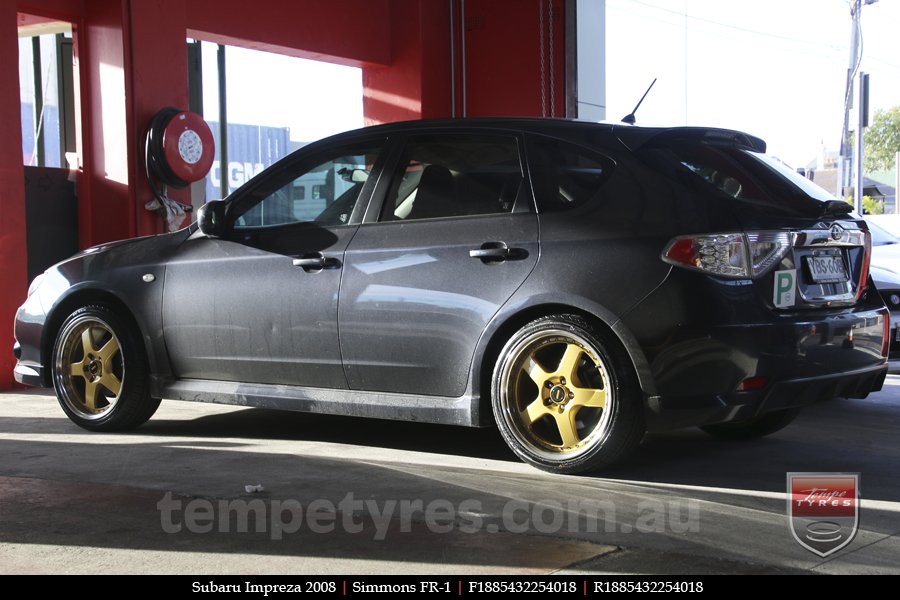 18x8.5 18x9.5 Simmons FR-1 Gold on SUBARU IMPREZA