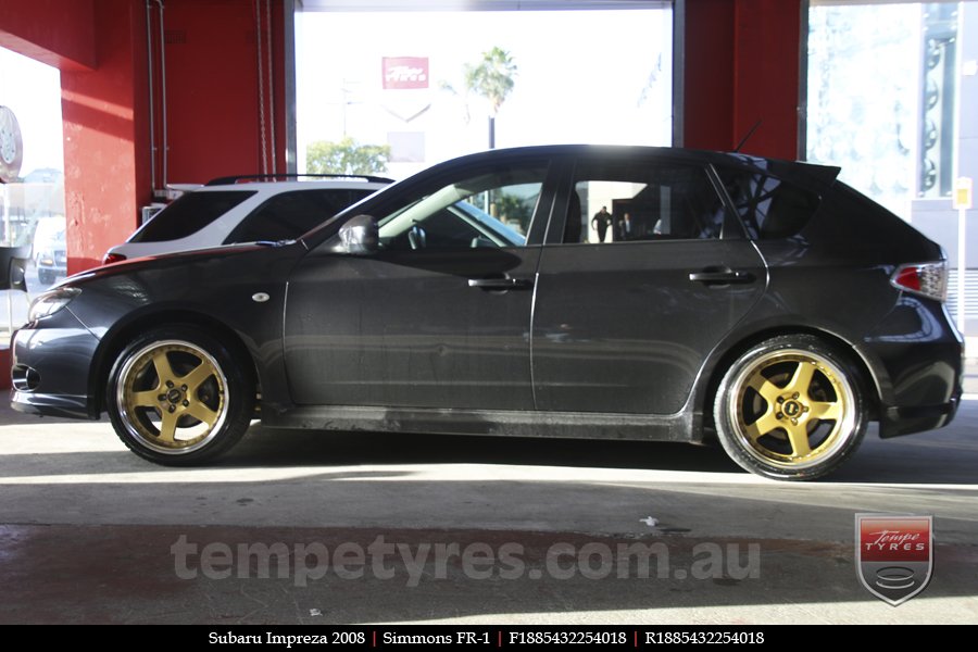 18x8.5 18x9.5 Simmons FR-1 Gold on SUBARU IMPREZA