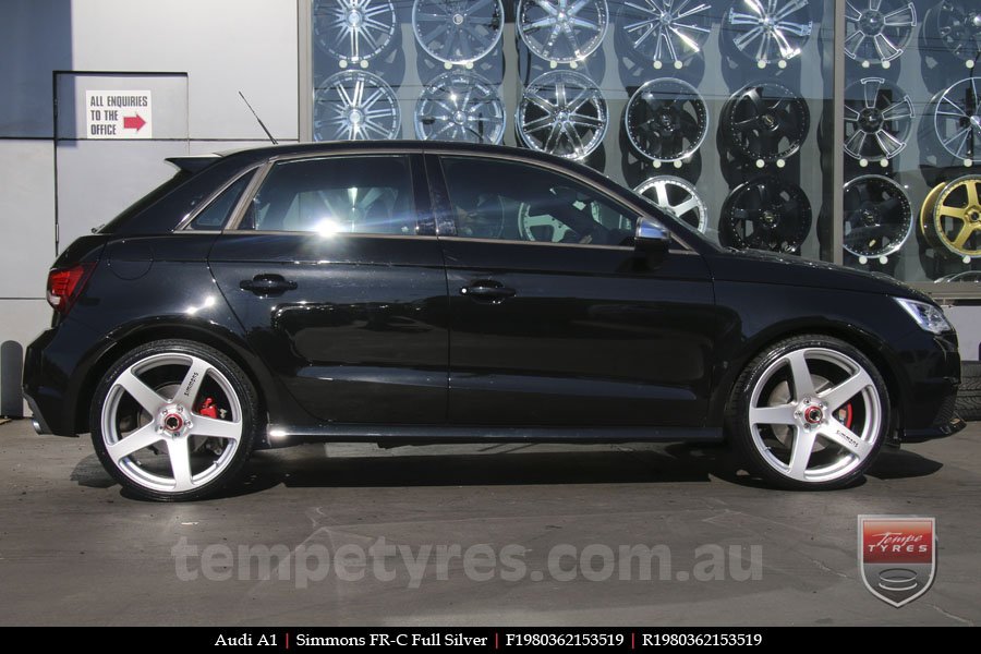 19x8.0 19x9.0 Simmons FR-C Silver on AUDI A1