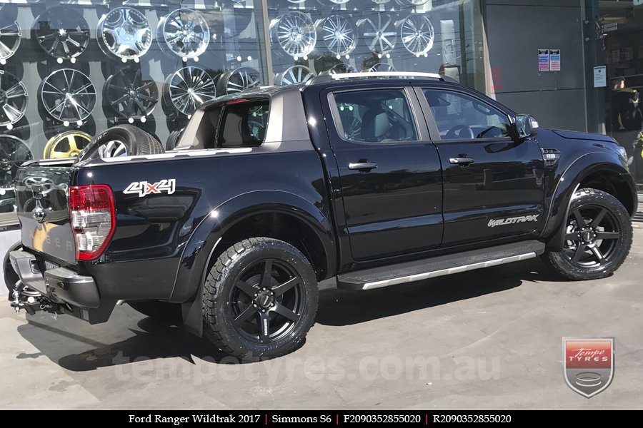 20x9.0 Simmons S6 Matte Black on FORD RANGER WILDTRAK