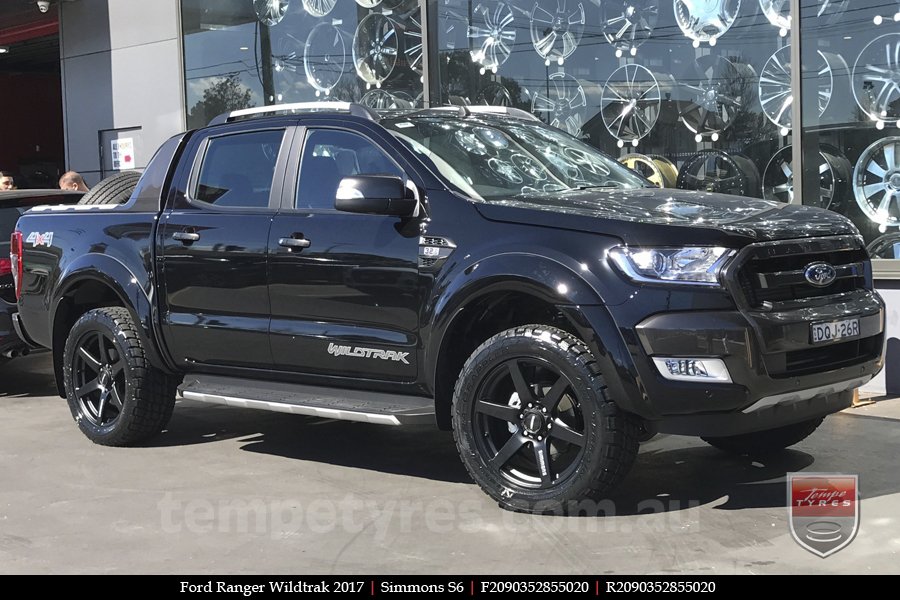 20x9.0 Simmons S6 Matte Black on FORD RANGER WILDTRAK