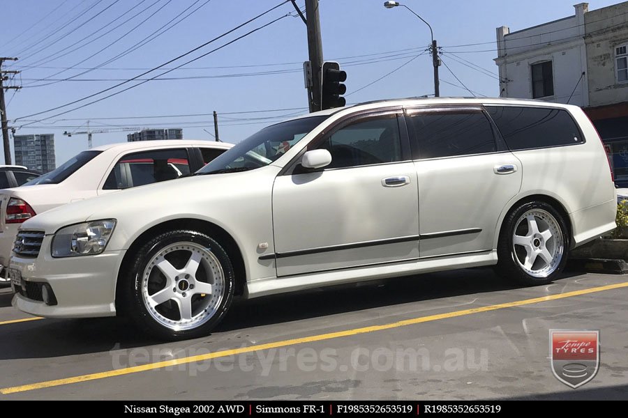 19x8.5 19x9.5 Simmons FR-1 White on NISSAN STAGEA