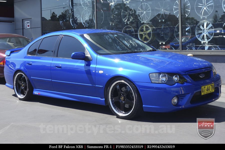 19x8.5 19x9.5 Simmons FR-1 Gloss Black on FORD FALCON