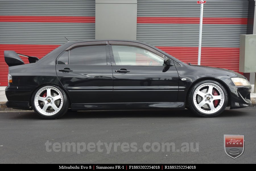 18x8.5 18x9.5 Simmons FR-1 Silver on Mitsubishi Evolution