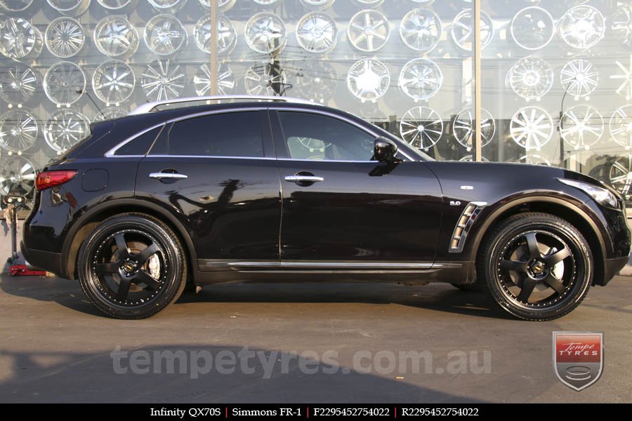 22x8.5 22x9.5 Simmons FR-1 Full Satin Black on INFINITI QX70S