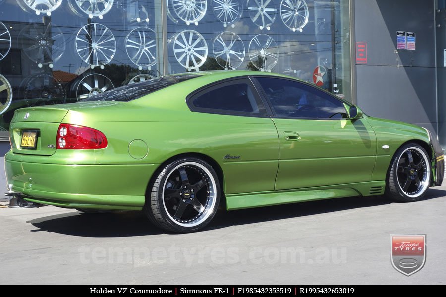 19x8.5 19x9.5 Simmons FR-1 Gloss Black on HOLDEN COMMODORE