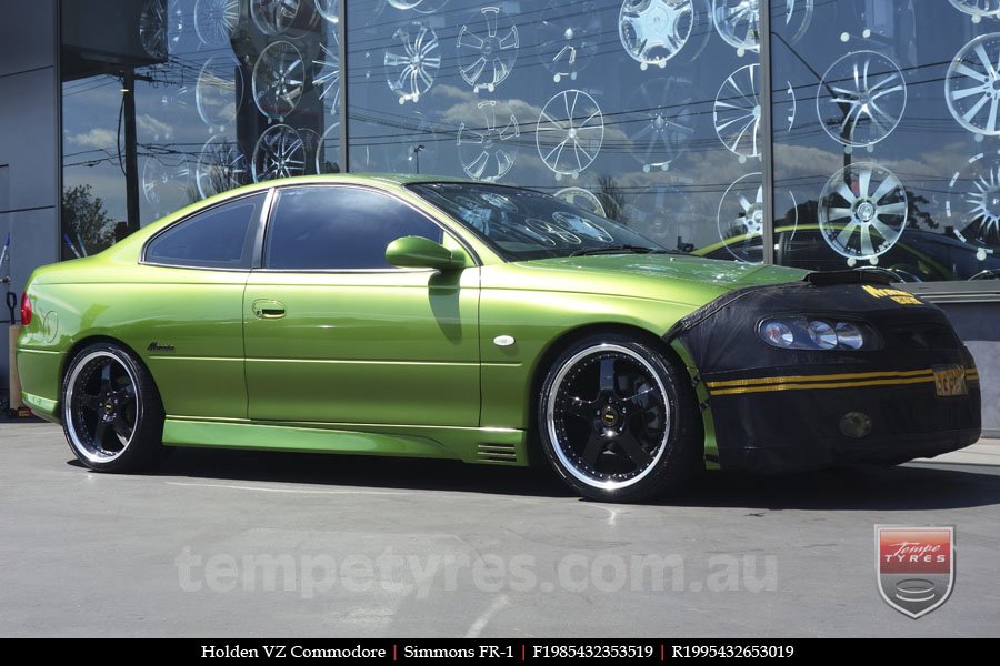 19x8.5 19x9.5 Simmons FR-1 Gloss Black on HOLDEN COMMODORE