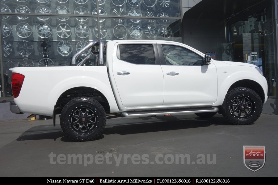 18x9.0 Ballistic Anvil Millworks on NISSAN NAVARA D40