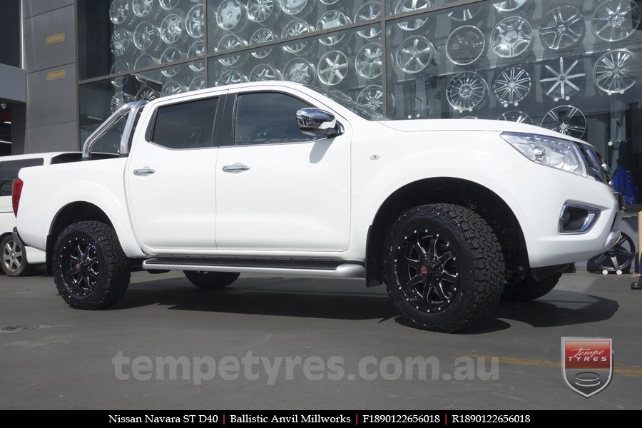 18x9.0 Ballistic Anvil Millworks on NISSAN NAVARA D40