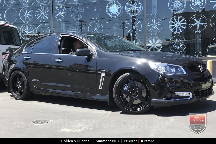 19x8.5 19x9.5 Simmons FR-1 Satin Black on HOLDEN COMMODORE VF