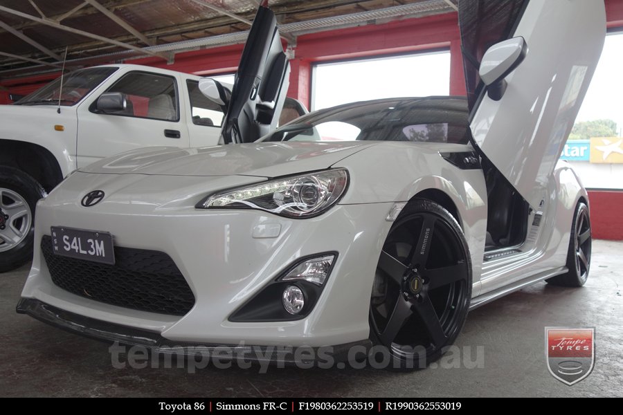 19x8.0 19x9.0 Simmons FR-C Matte Black on TOYOTA 86