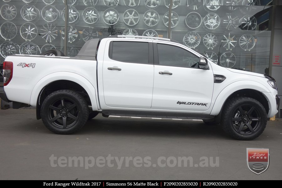 20x9.0 Simmons S6 Matte Black on FORD RANGER WILDTRAK