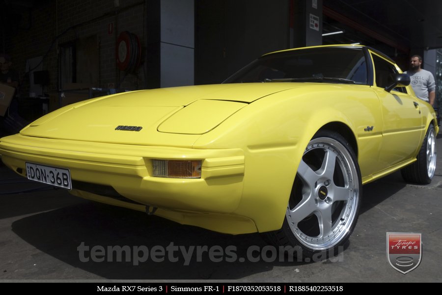 18x7.0 18x8.5 Simmons FR-1 Silver on MAZDA RX7