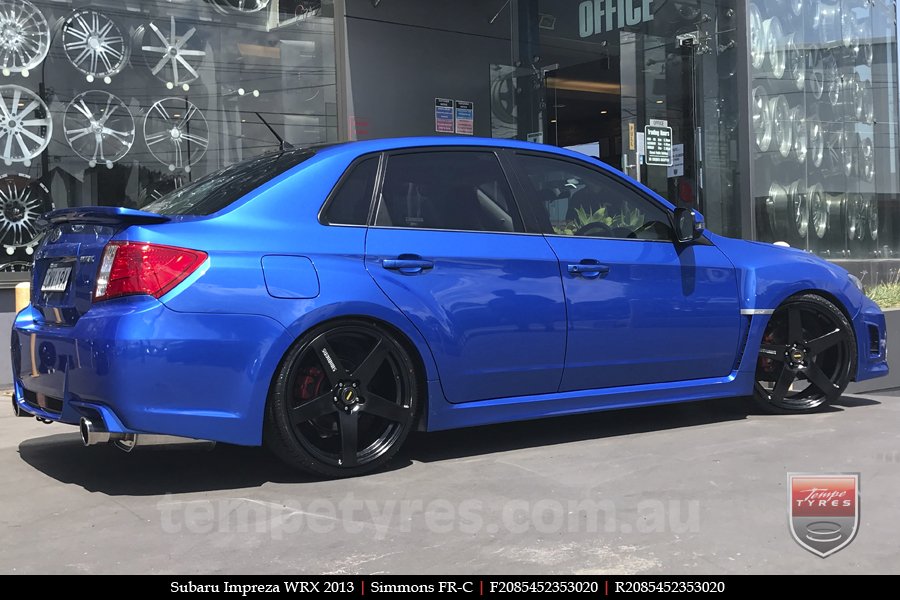 20x8.5 20x10 Simmons FR-C Full Satin Black on SUBARU IMPREZA