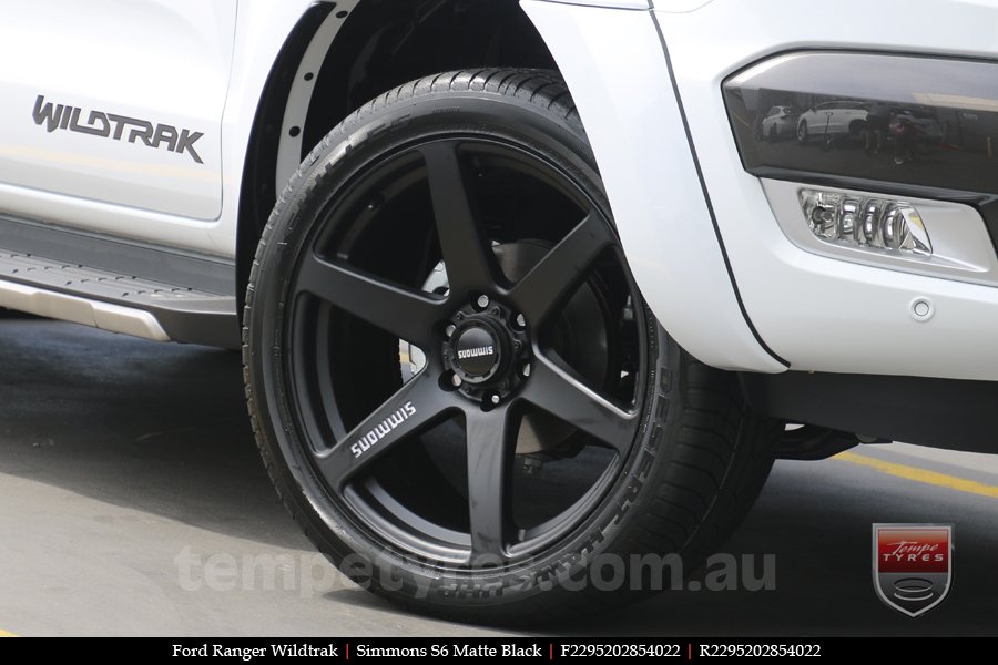 22x9.5 Simmons S6 Matte Black on FORD RANGER WILDTRAK