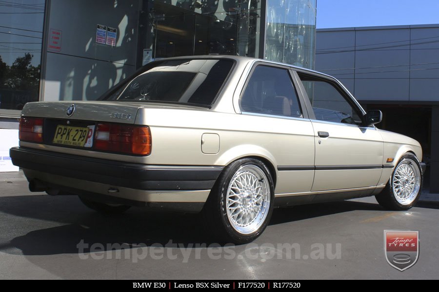 17x7.5 Lenso BSX Silver on BMW E30