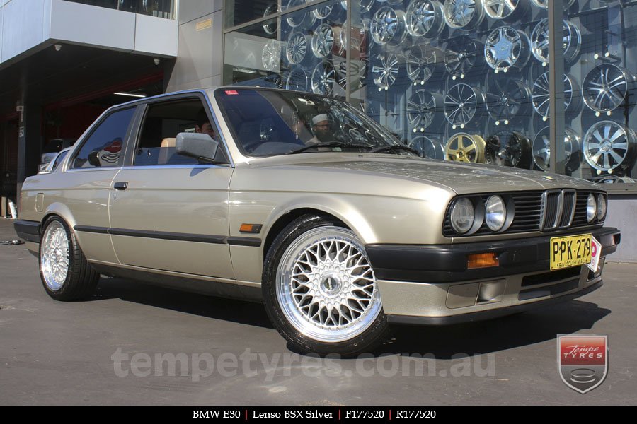 17x7.5 Lenso BSX Silver on BMW E30