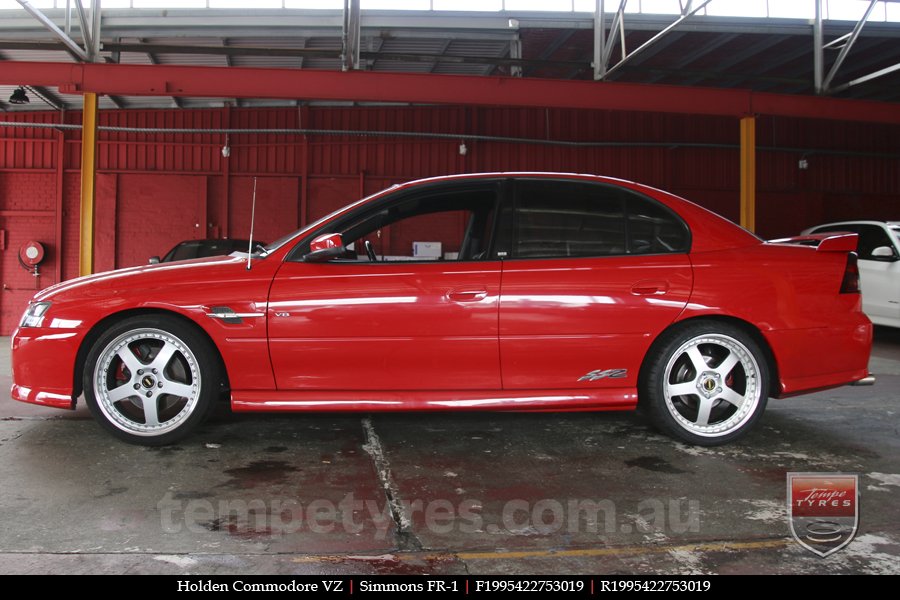 19x8.5 19x9.5 Simmons FR-1 Silver on HOLDEN COMMODORE