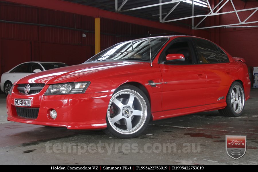 19x8.5 19x9.5 Simmons FR-1 Silver on HOLDEN COMMODORE