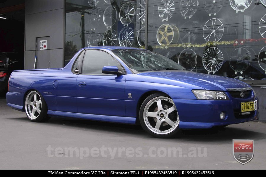 19x8.5 19x9.5 Simmons FR-1 Silver on HOLDEN COMMODORE