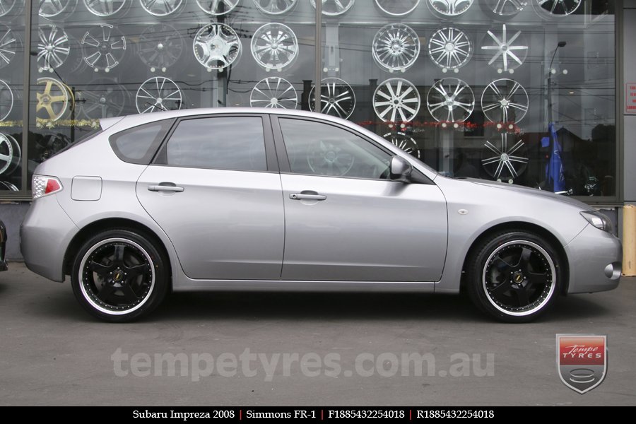 18x8.5 18x9.5 Simmons FR-1 Gloss Black on SUBARU IMPREZA