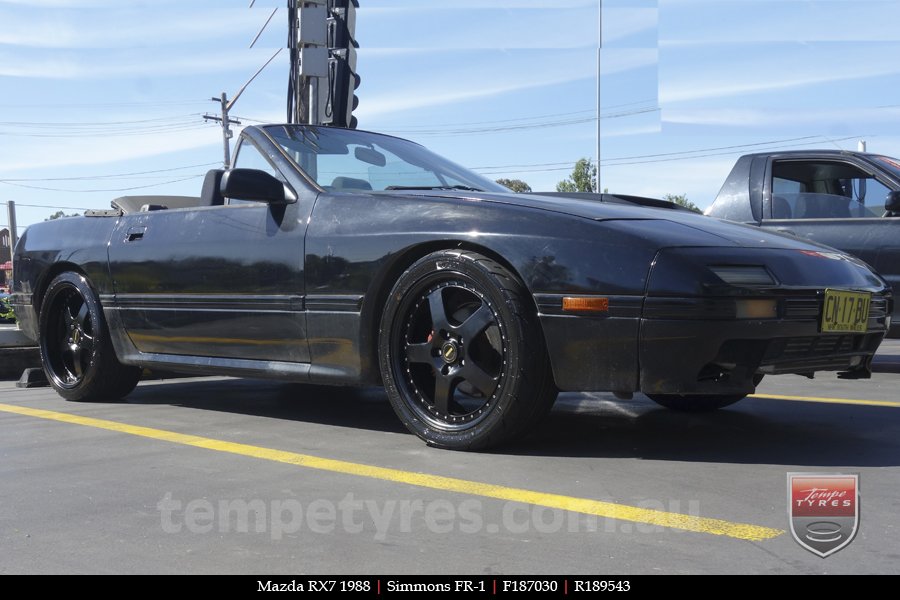 18x7.0 18x8.5 Simmons FR-1 Satin Black on MAZDA RX7