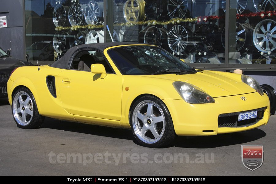 18x7.0 18x8.5 Simmons FR-1 Silver on TOYOTA MR2