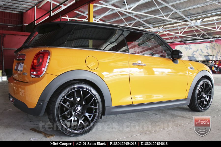 18x8.0 AG-01 Satin Black on MINI COOPER