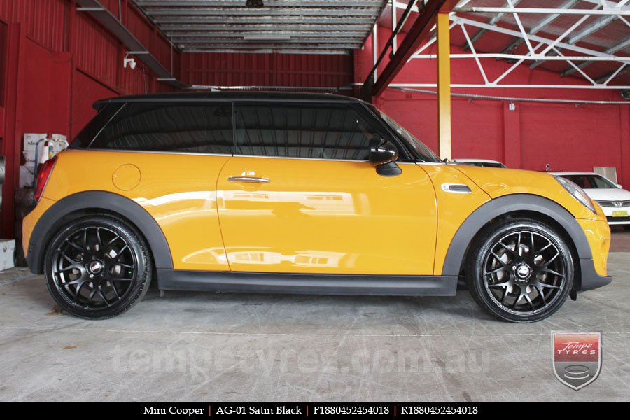 18x8.0 AG-01 Satin Black on MINI COOPER