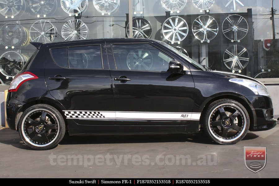 18x7.0 18x8.5 Simmons FR-1 Gloss Black on SUZUKI SWIFT