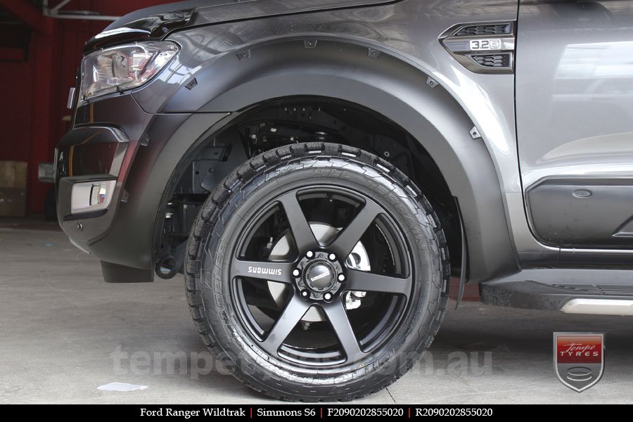 20x9.0 Simmons S6 Matte Black on FORD RANGER WILDTRAK