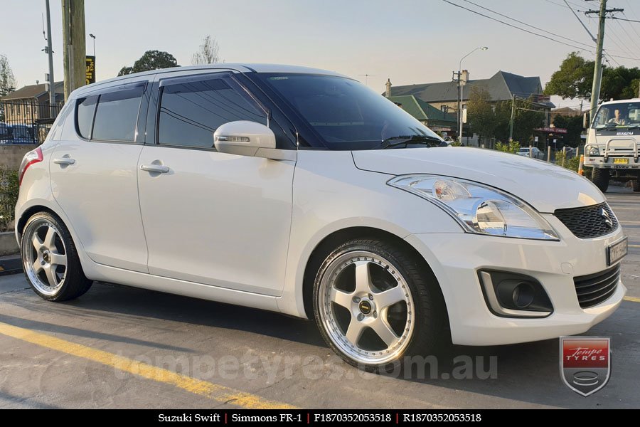 18x7.0 18x8.5 Simmons FR-1 Silver on SUZUKI SWIFT