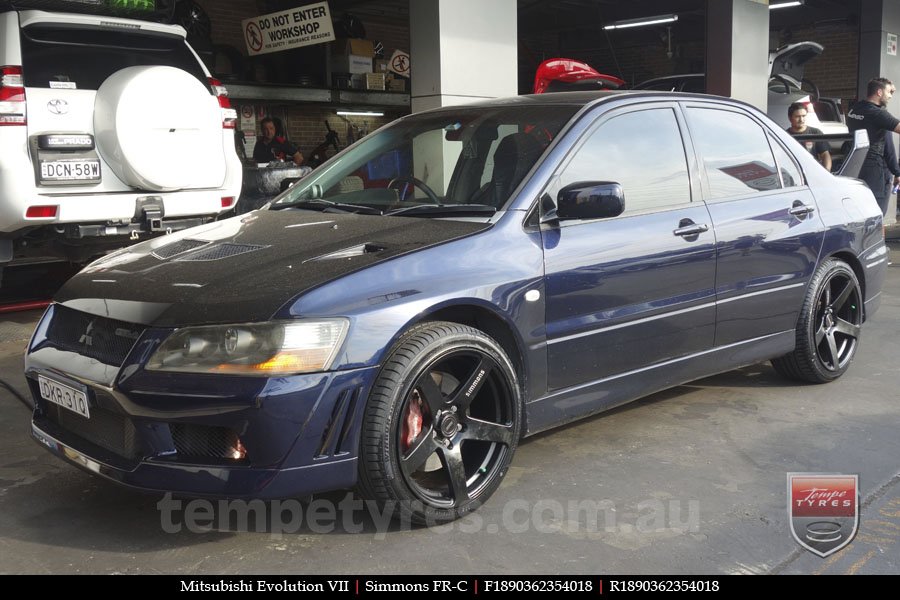 18x8.0 18x9.0 Simmons FR-C Matte Black NCT on MITSUBISHI EVOLUTION