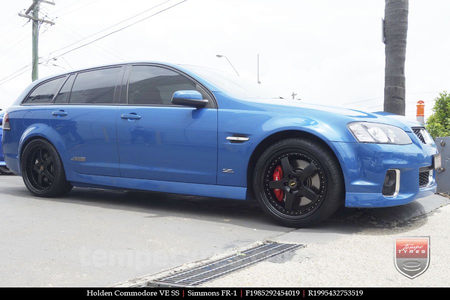 19x8.5 19x9.5 Simmons FR-1 Satin Black on HOLDEN COMMODORE VE